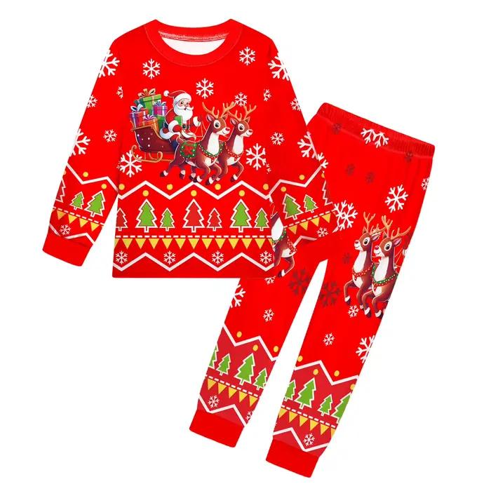 Vánoční pyžamo s potiskem Santa Claus a sobů