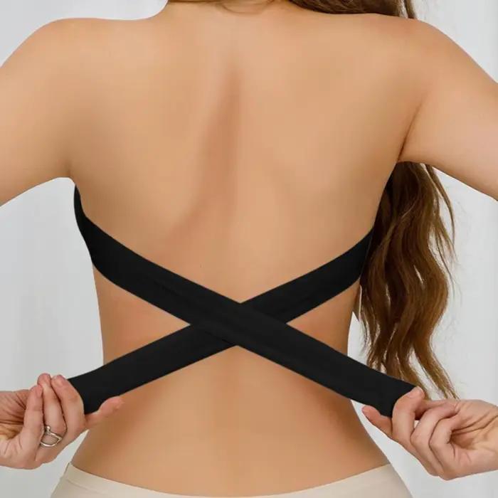 Soutien-gorge invisible avec boutons latéraux, demi-bonnet, bonnets profilés, sans bretelles, antidérapant, pour robe épaules dénudées
