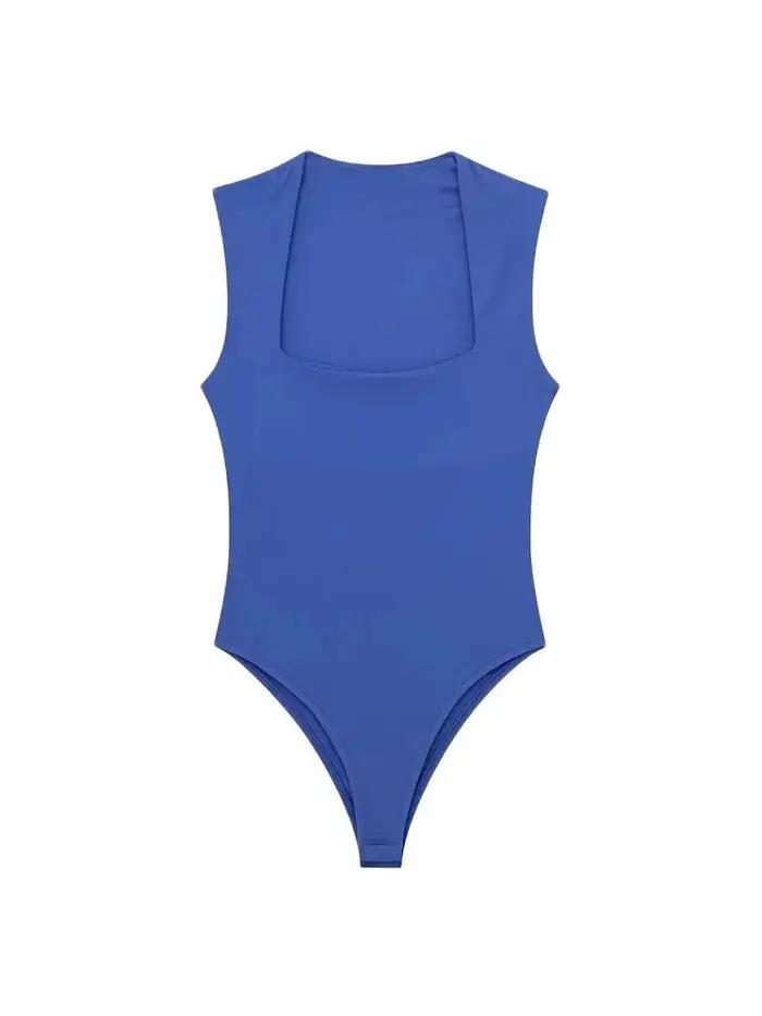 Body slim pour femmes, mode Sexy, col carré, sans manches, bouton-pression, combishort féminin, Mujer