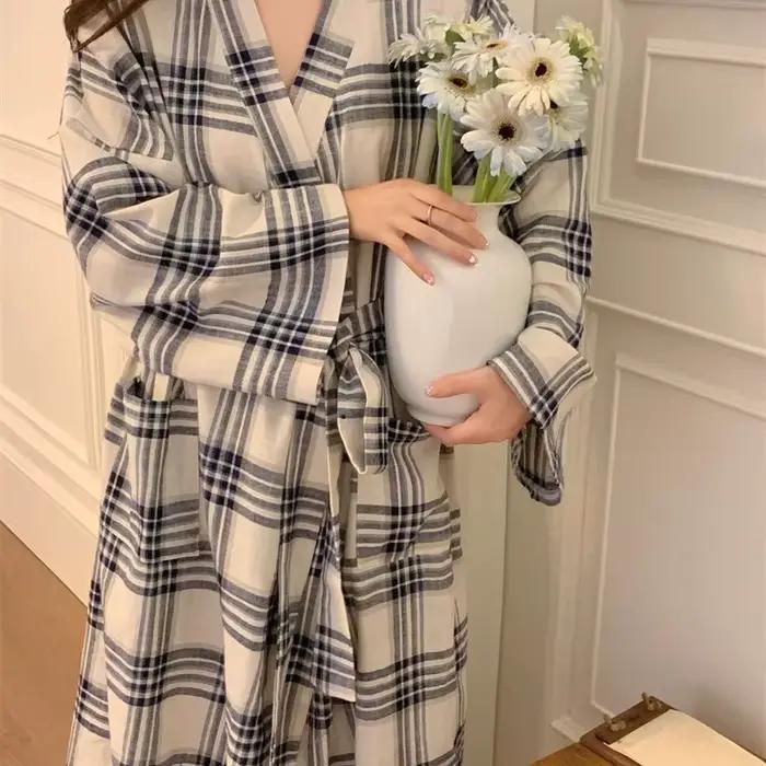 Nouvelle collection été : Robe de nuit imprimée élégante pour femme, style INS, pyjama ample pour filles, tenue d'intérieur