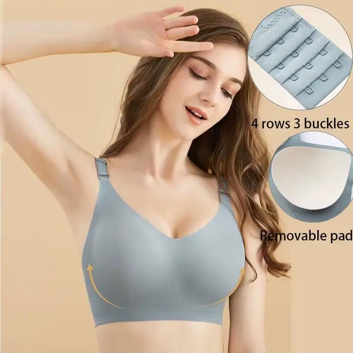 Soutiens-gorge sans couture pour femmes, style fin, couleur gelée, doux, sans armatures, lingerie confortable, décolleté en V profond, effet push-up