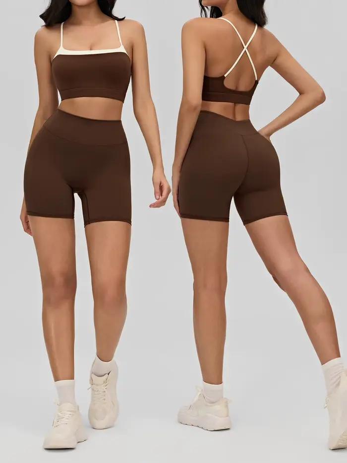 Soutien-gorge de yoga effet seconde peau pour femme, avec bretelles croisées, dos nu sexy, idéal pour la gym, le yoga et le fitness, lingerie sexy pour femme