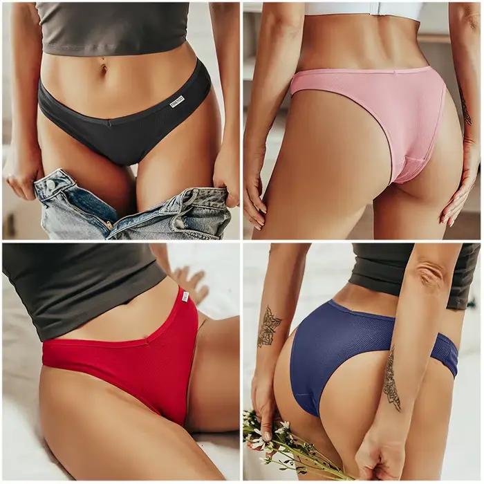 Lot de 5 culottes brésiliennes en coton pour femmes, taille basse, sous-vêtements confortables, string, lingerie pour filles, nouveauté