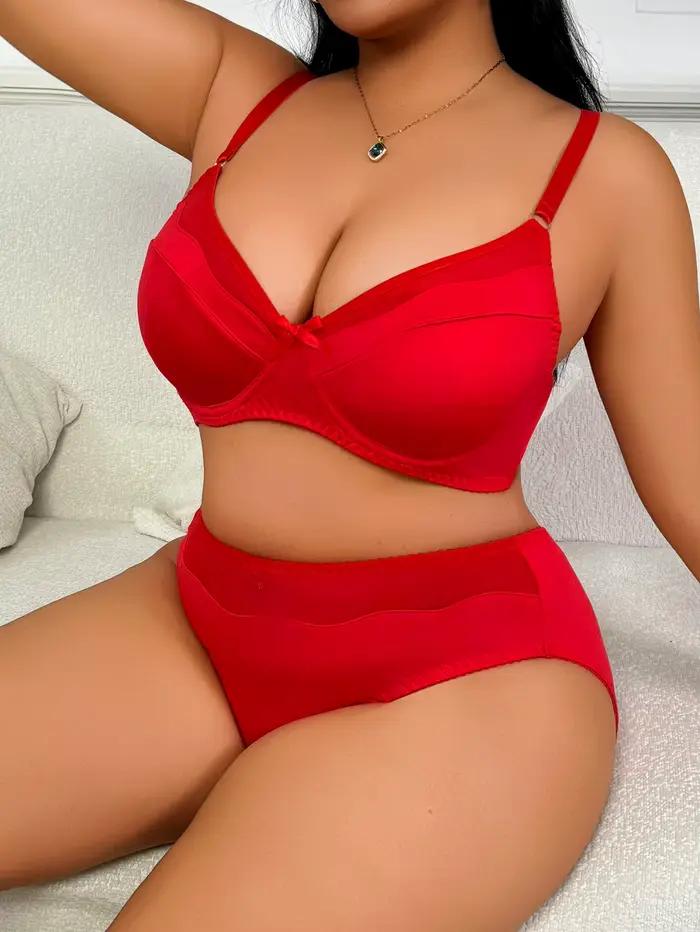 Ensemble de lingerie minimiseur grande taille, soutien-gorge de soutien rouge sexy lisse sans couture sans fil