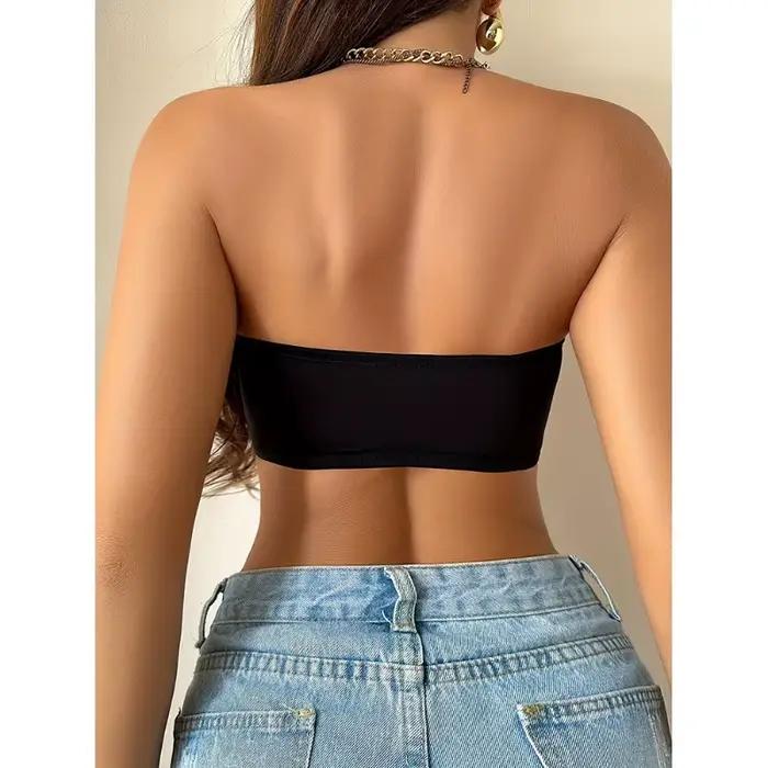 Soutien-gorge Push Up sans bretelles pour femmes, dos nu, bouton avant Invisible, bande ventrale, sous-vêtements
