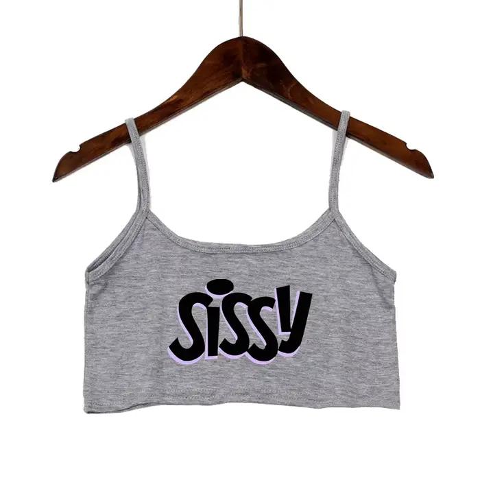 SISSY nápis dámské letní sexy bezešvé trubičkové bustier bez ramínek s odhalenými zády