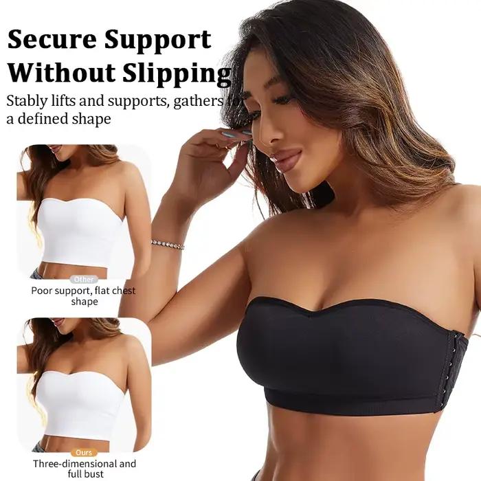 Soutien-gorge sans bretelles effet seconde peau, très élastique, respirant, avec boucle latérale, anti-transparence, sans couture, froncé, confortable pour l'été
