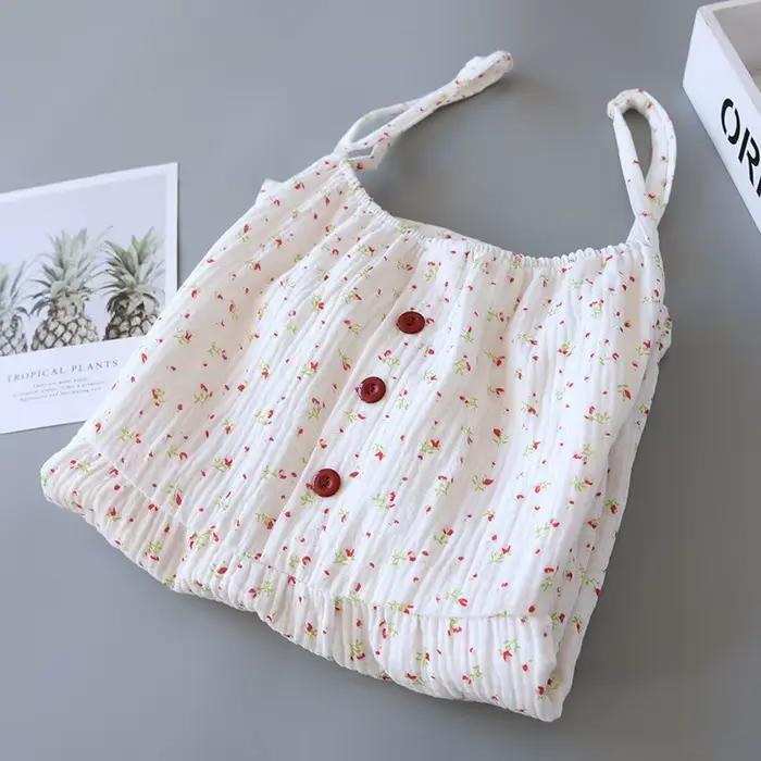 Nouvelle Robe de Nuit Longue à Imprimé Floral pour Femme, Lingerie en Coton Pur Confortable, Vêtement d'Été Décontracté pour la Maison, Tendance