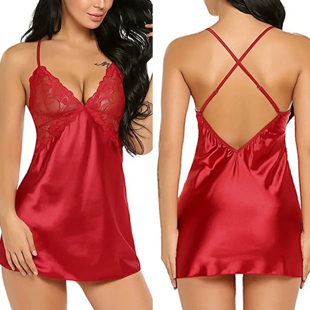 Chemise de nuit Sexy ensemble de Lingerie dentelle Satin pyjamas Lingerie Sexy pyjama ensemble éroti