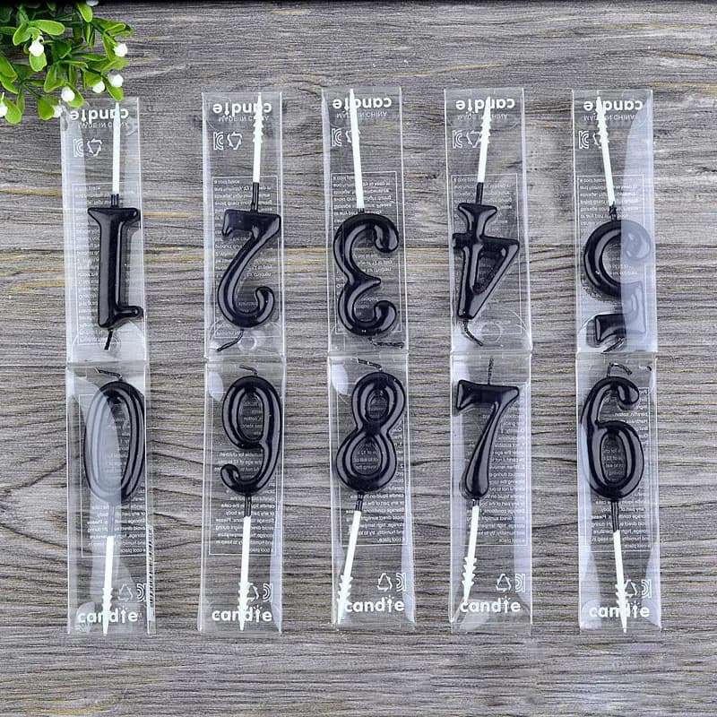 Bougies d'anniversaire numéro 1 2 3 4 5 6 7 8 9 0, couleur noire, bougies d'anniversaire pour enfant