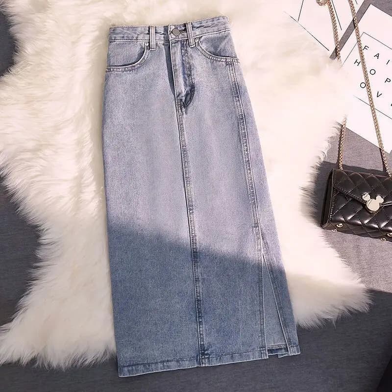 Jupe en jean taille haute pour femmes, Vintage, Slim, ligne a, mode élégante, poches latérales, Hara