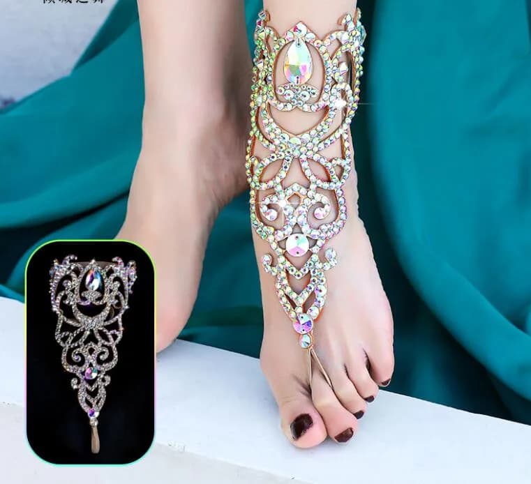 Accessoires de Costume de danse du ventre, chaînes de jambes en strass Sexy, Bracelet, bijoux en cri