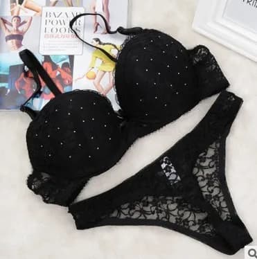 Ensemble soutien-gorge et string en dentelle pour femme, sous-vêtements push-up, bonnet ABC, grande 