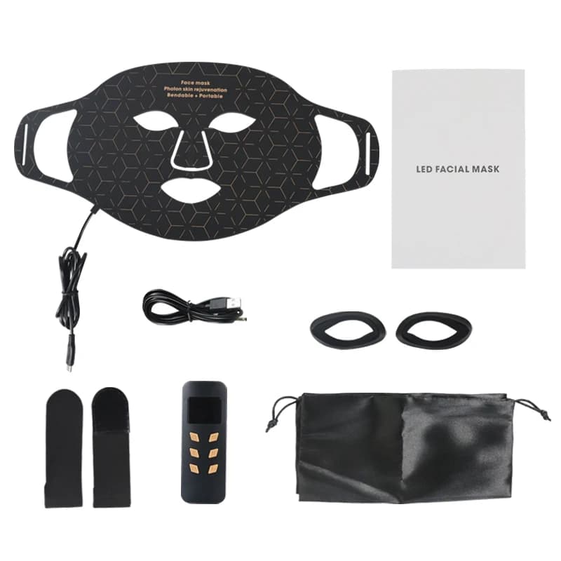 Masque de beauté LED en silicone pour le visage et le cou, 4 couleurs, 240 perles de lampe, thérapie