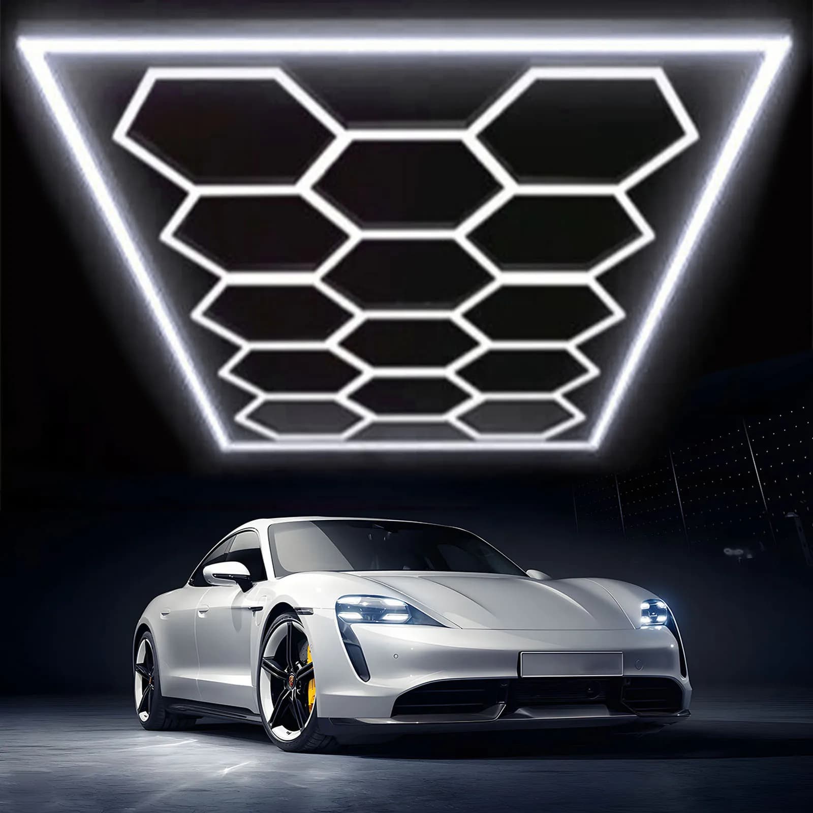 Paquet de 14 plafonniers LED hexagonaux, lumière de garage d'éclairage LED en nid d'abeille 680W, lu