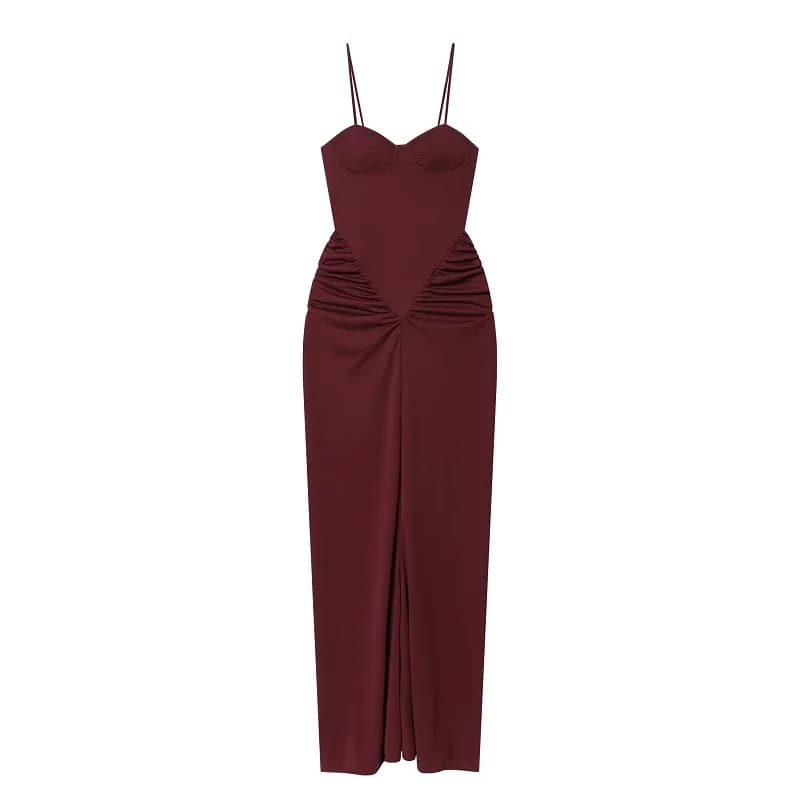 Robes longues drapées style corset pour femme, robe maxi dos nu, robe de soirée plissée sexy pour fe