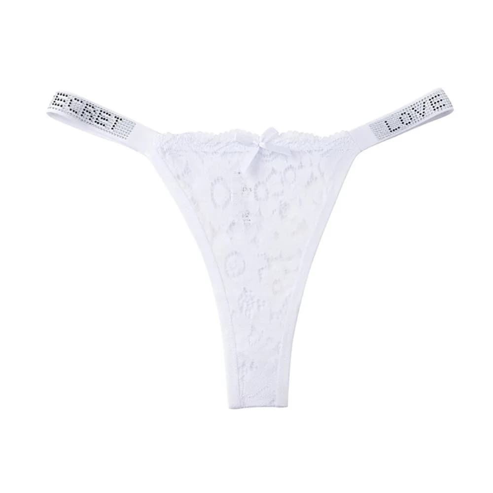 Culotte string brodée en dentelle cristal à fleurs, taille basse, sans couture, avec entrejambe en c