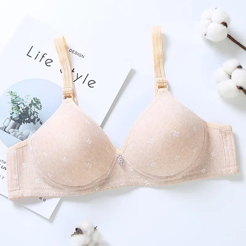 Soutien-gorge en coton doux pour femme, bonnet B, sans anneau en acier, bonnet fin confortable, bras