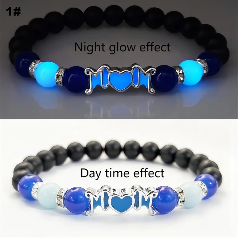 Bracelet de nuit d'amour de fête des mères pour les femmes, brille dans le noir, bracelets perlés, b