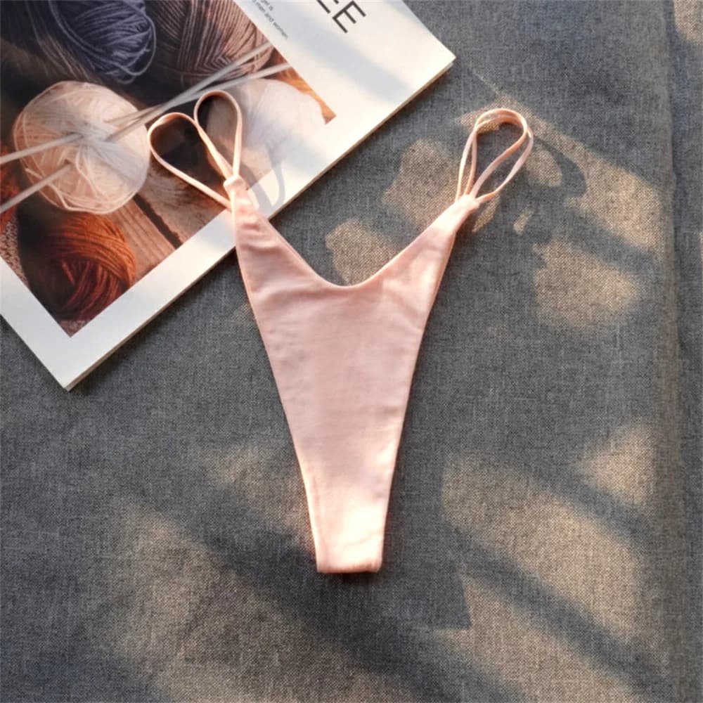 Culotte tanga brésilienne en coton pour femmes, sous-vêtements Sexy, couleur unie, 1/2 pièces