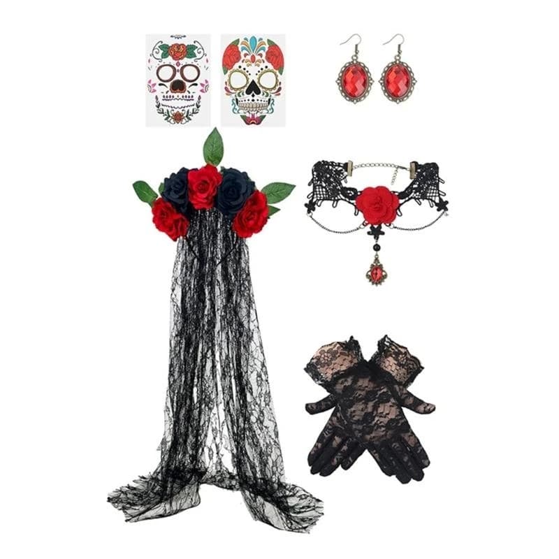 39BB Journée des femmes Deads Costumes Senorita Dias Los Muerto Costume sucre Costume crâne sucre Co
