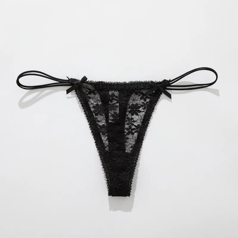Culottes pour femmes, sous-vêtements féminins sexy en dentelle avec nœud, lingerie transparente resp
