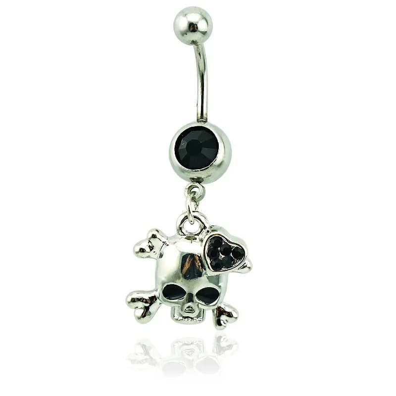 Piercing de nombril pour femmes, nouvelle mode, Design de tête de squelette Sexy, bijoux de danse du