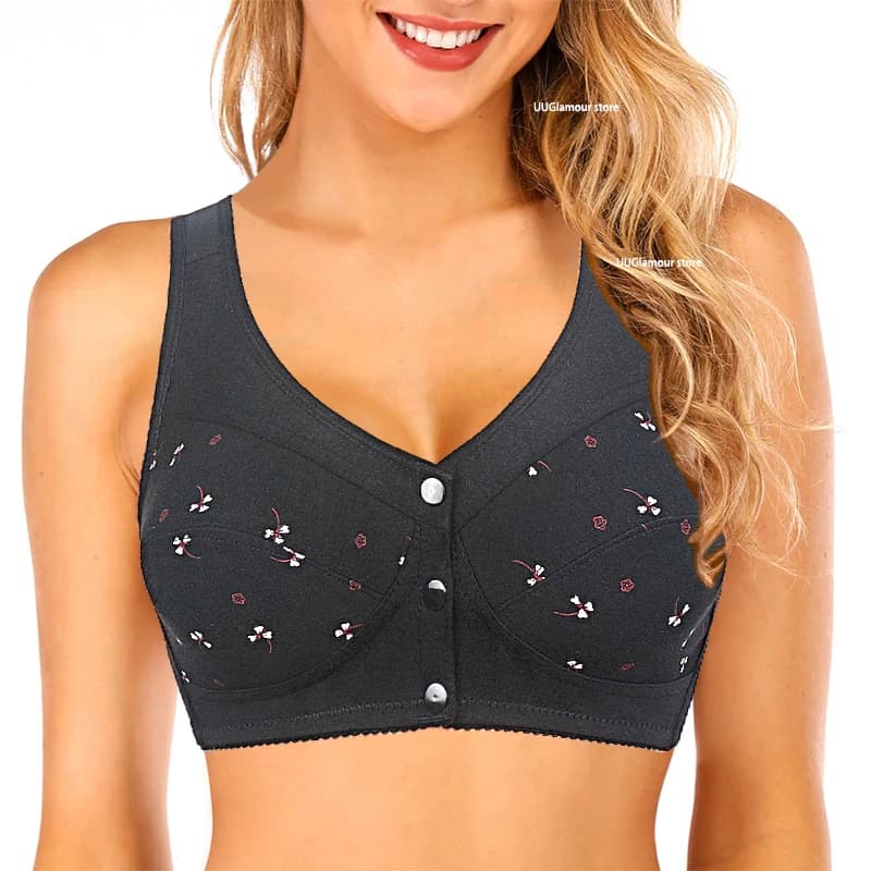 Soutien-gorge en coton pour femmes, sans fil, fermeture frontale, sous-vêtements confortables, pour