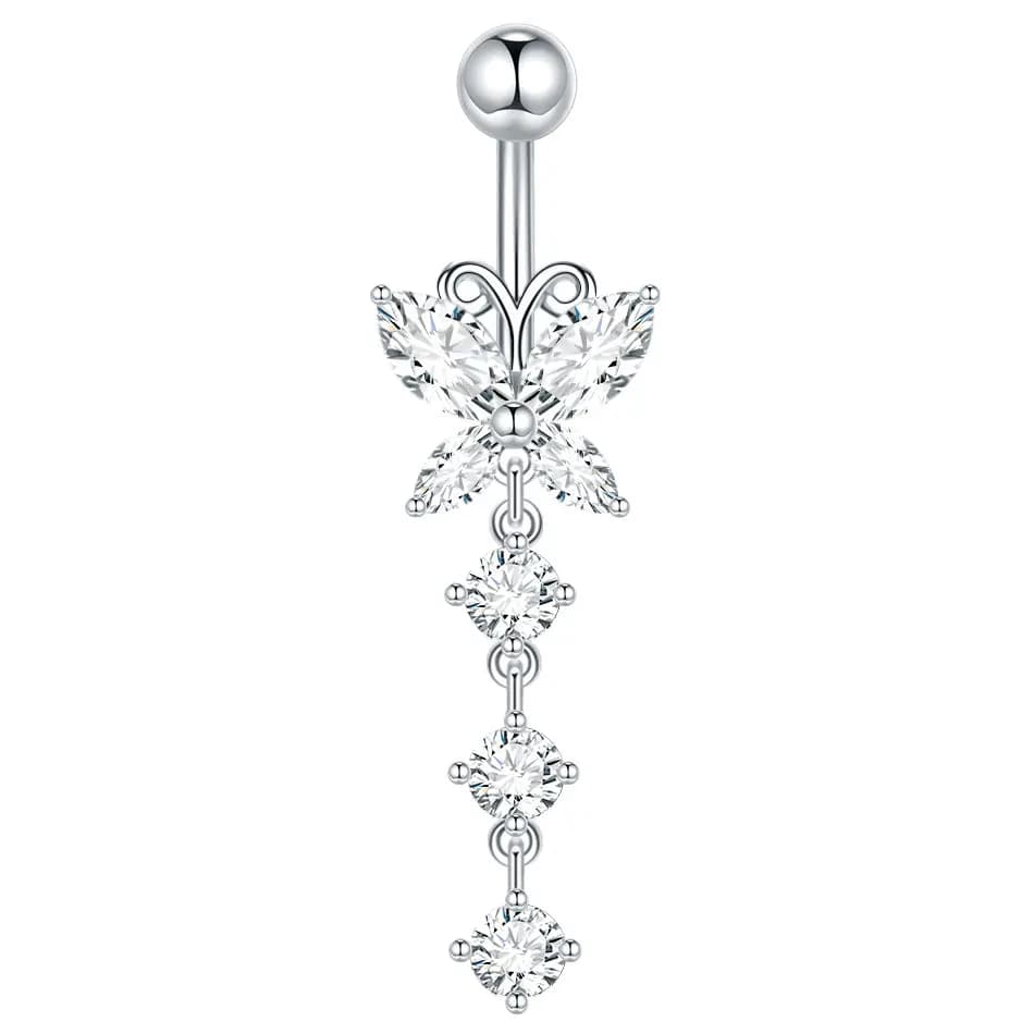    1pc nombril Piercing pour femmes Zircon lune papillon nombril anneau Cartilage nombril boucle d'