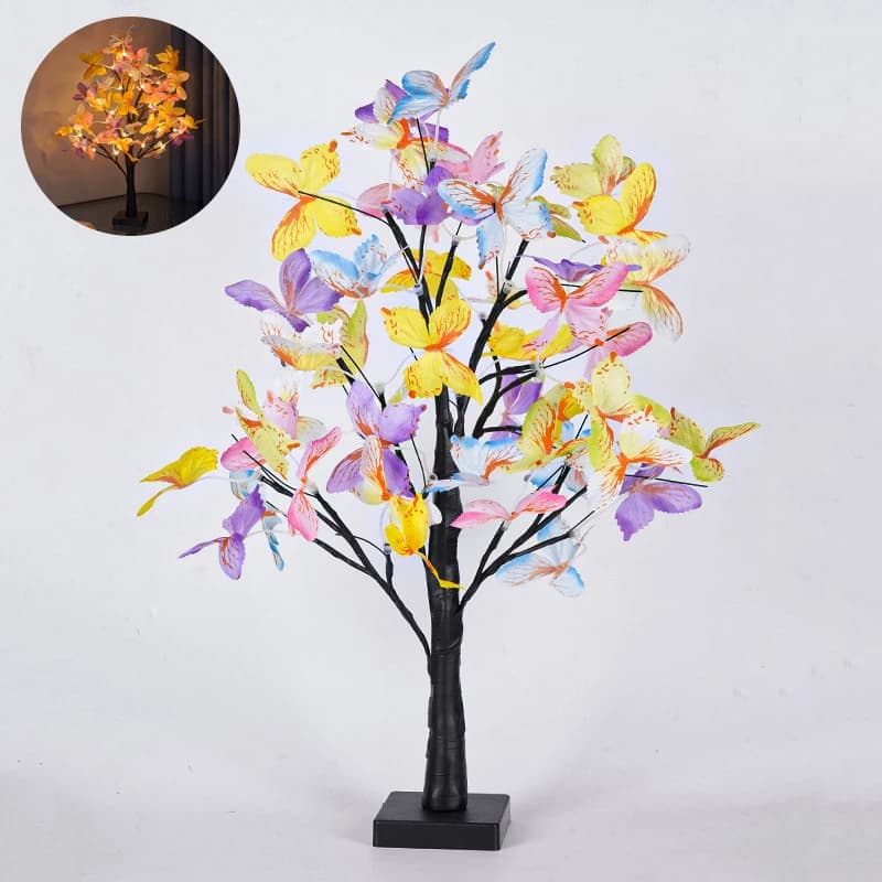Lampe LED d'arbre de table à batterie, veilleuse d'arbre féerique avec Base amovible pour fête, cade