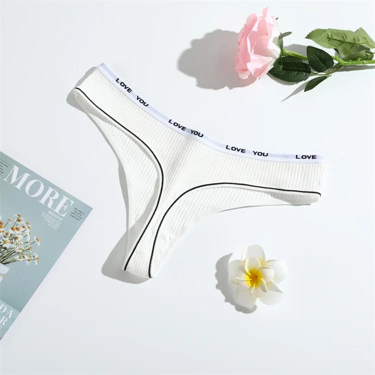 String en coton pour femmes, tanga, sous-vêtements grande taille, ceinture à lettres, string sexy, l