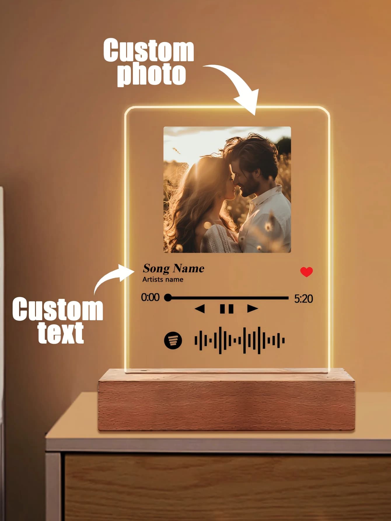 Lumières LED photo personnalisées Veilleuses de chambre à coucher, lumières photo personnalisées, ca