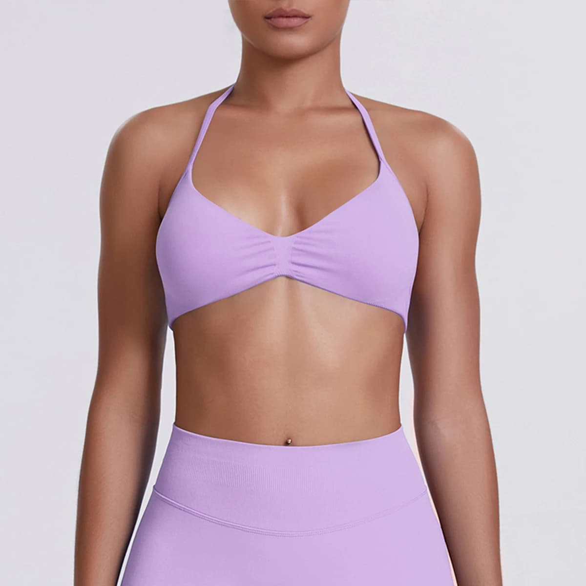 Soutien-gorge de Sport à bretelles pour femmes, haut de soutien, fines bretelles, col licou, sans co