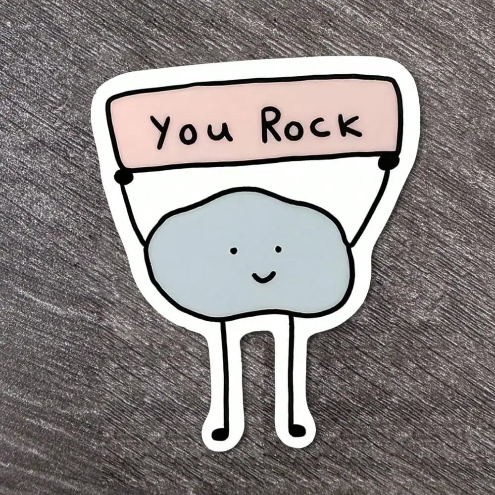 Autocollant fantaisiste « You Rock » Smiling Rock pour ordinateur portable et bouteille d'eau, autoc
