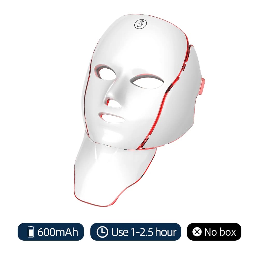 Masque de beauté pour le visage et le cou, 7 couleurs, lumière LED, Photon, lumière rouge, soins pou