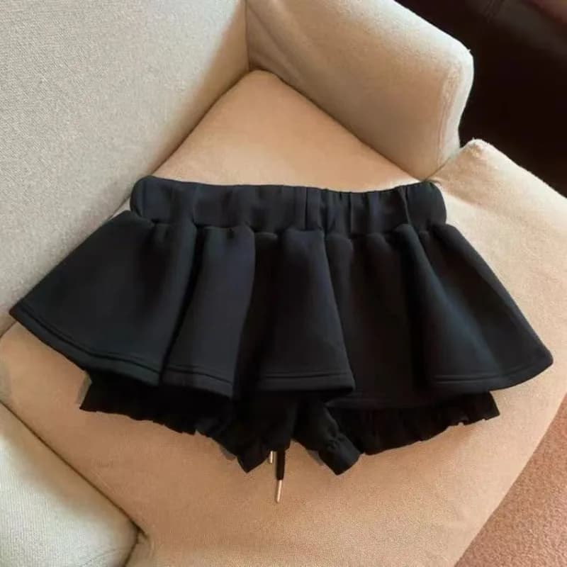 Jupe noire sexy pour femme, taille haute, coupe trapèze, mini-jupe bouffante