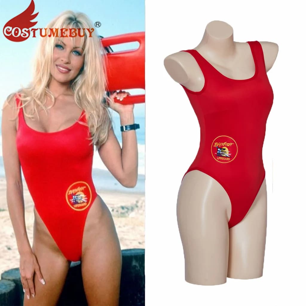 Pam et Tommy Cosplay Costume Sexy rouge combinaison Pamela Anderson Baywatch Costume une pièce maill