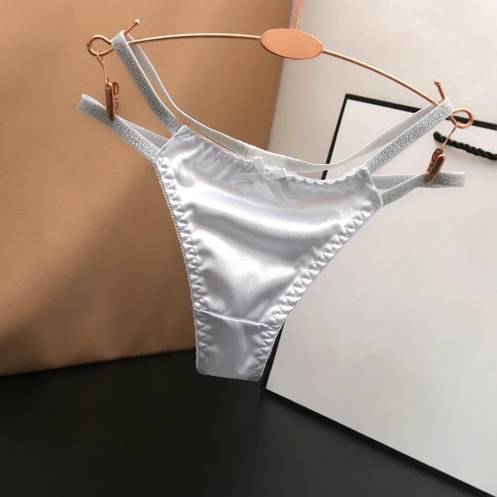 Strings soyeux pour femmes, lingerie Tback Gstring, culotte basse, sous-vêtements, excellente élasti