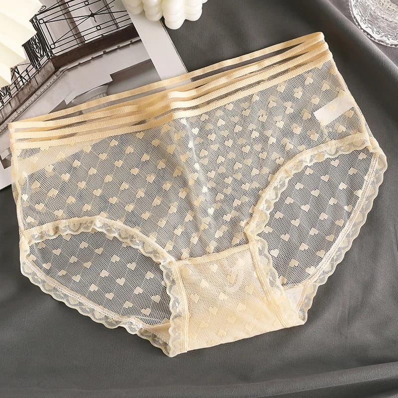 Culotte transparente en dentelle pour femme, sexy, en maille, respirante, douce, lingerie intime