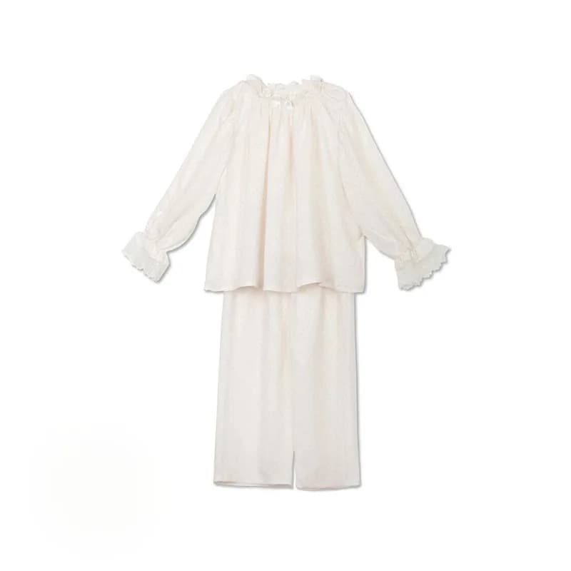 Ensemble de pyjama en dentelle à manches longues pour bébé fille, vêtements de nuit vintage pour béb
