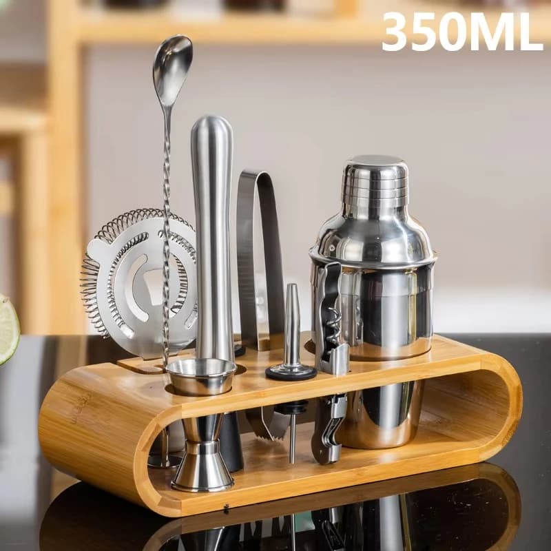 Kit de barman Mixology, ensemble d'outils de bar de 10 pièces avec support en bambou, ensemble de sh