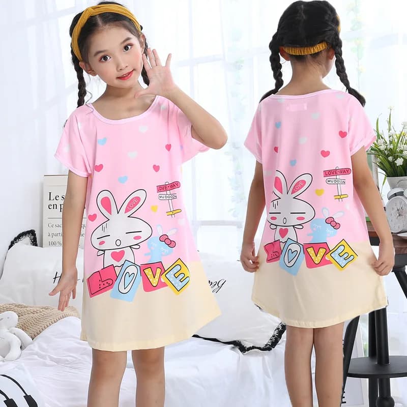 Chemise de nuit d'été pour filles, pyjama de dessin animé, robe de nuit pour enfants et adolescents 