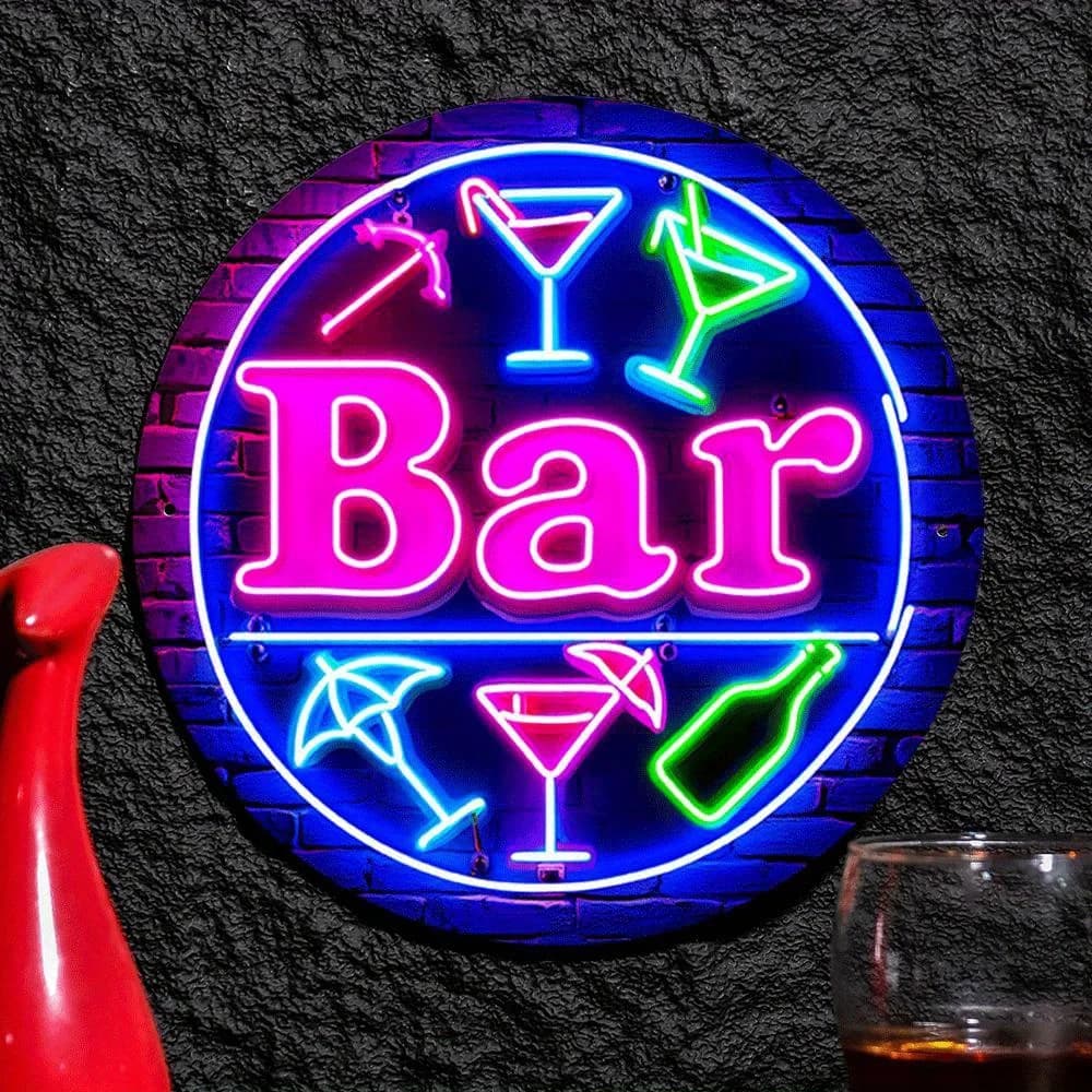 【Enseigne lumineuse néon】Décoration murale en métal avec bouteilles de bière, pour bar à domicile et