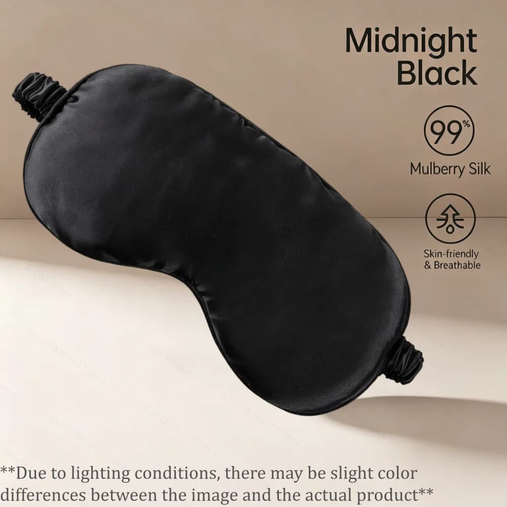 Masque de sommeil en soie - 100% occultant, sans pression sur les yeux, bandeau respirant et doux po