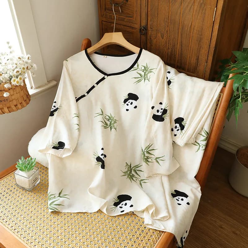 Ensemble pyjama d'été pour femmes, 2 pièces, Style ancien chinois, vêtements de nuit pour femmes, co