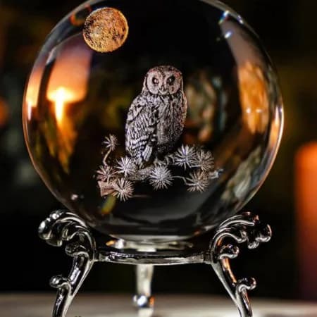 Veilleuse créative en cristal lumineux, ornements de bureau en forme de hibou sculpté, cadeau d'anni