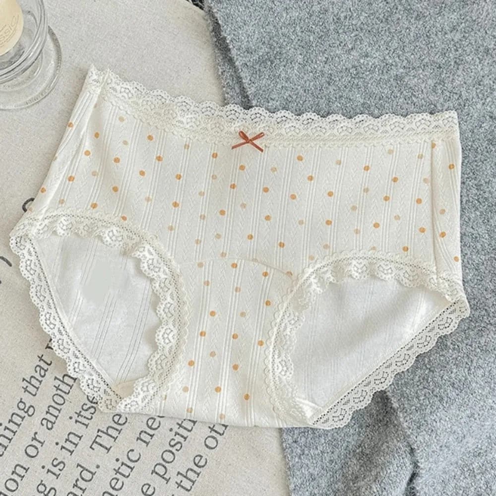 Culottes en coton à nœud floral, rayures et pois, lingerie pour femme, dentelle à carreaux, motif fl