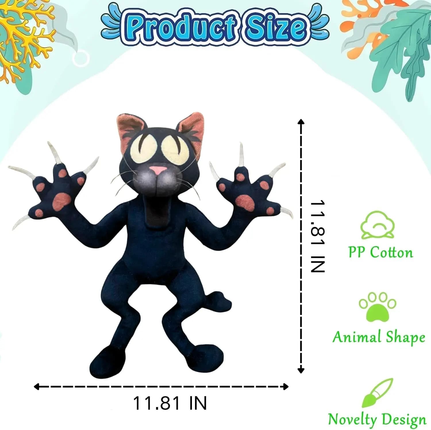 Peluche chat 99 Nuits dans la Forêt, jouets en peluche monstre chat, animaux en peluche doux, poupée