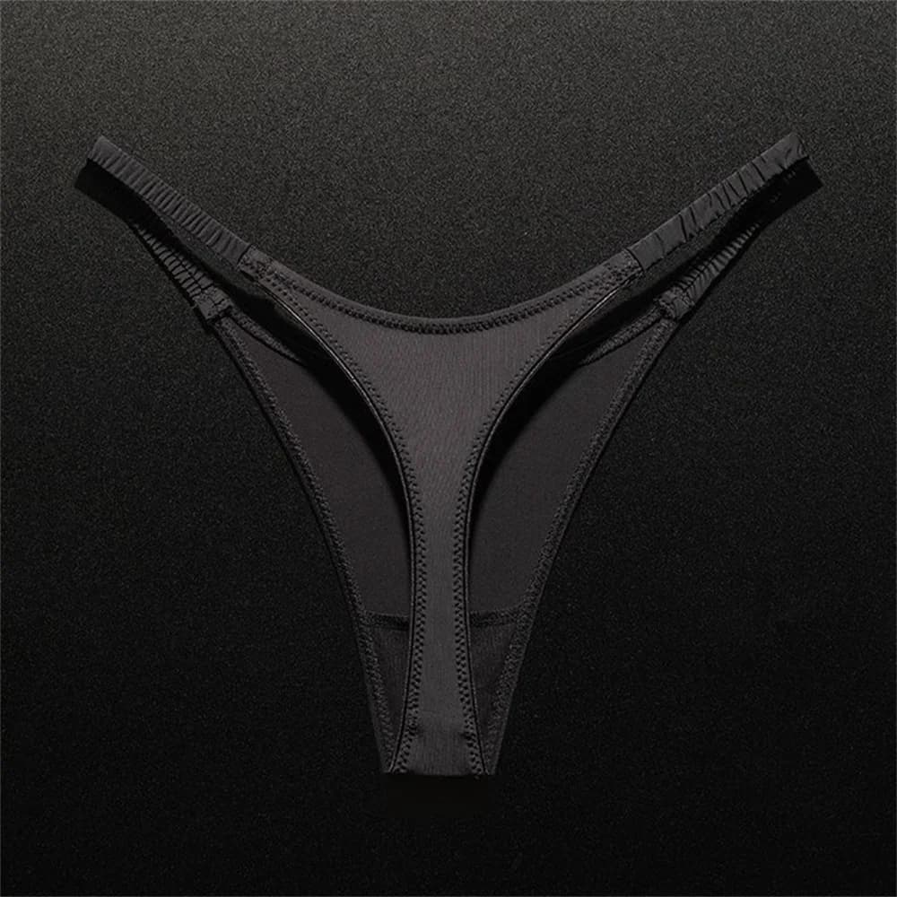 String Sexy en soie glacée à fente haute, avec ceinture plissée élastique, culotte de sport «en form