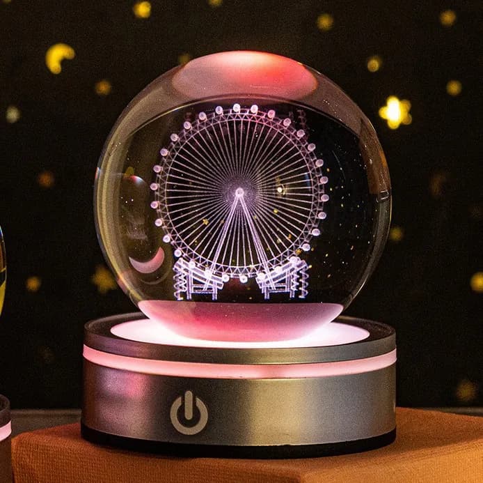 Boule de cristal veilleuses brillant planète galaxie astronaute 3D RGB lune lampe de Table lampe d'a
